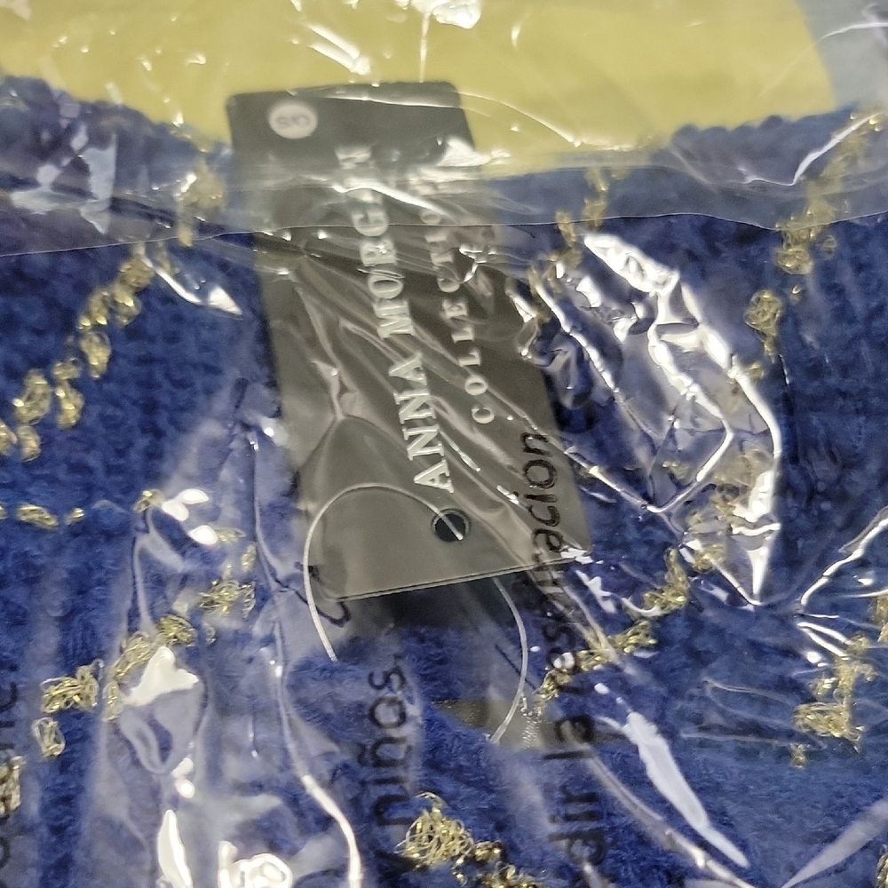 Blue Sweater with Gold Accents